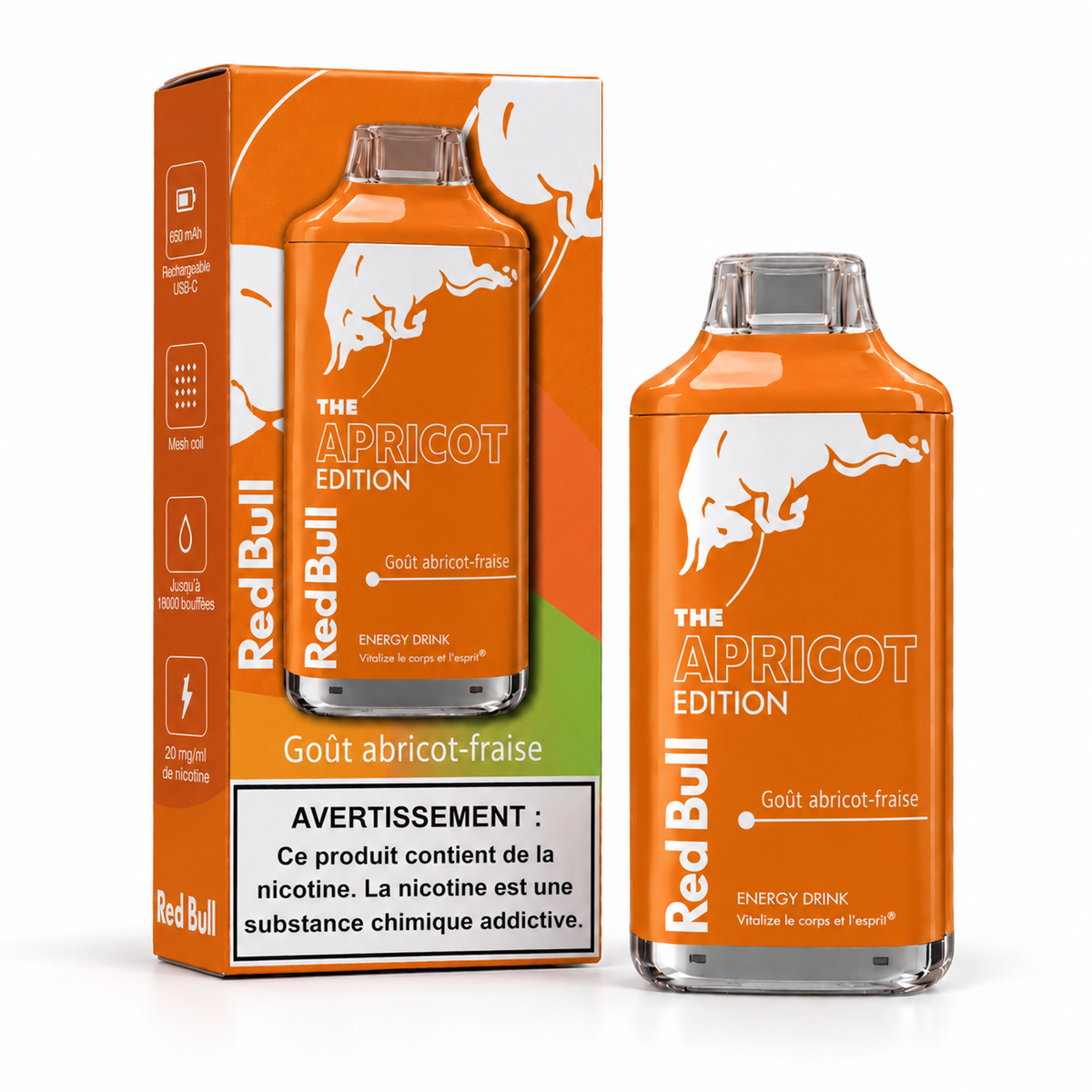 Puff Redbull - Goût abricot-fraise